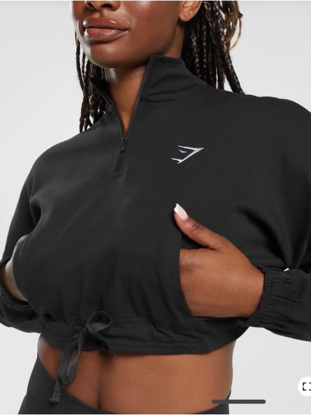 Gymshark Lifting lightweight Black Cropped Quarter‑Zip Pullover with Drawstring